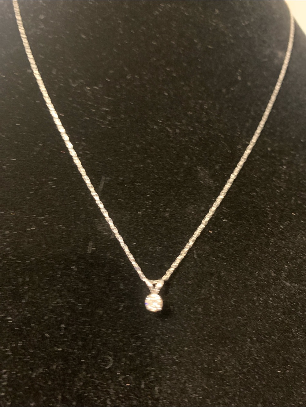 Dainty 10K White Gold Chain Necklace with .20 Carat Solitaire Pendant